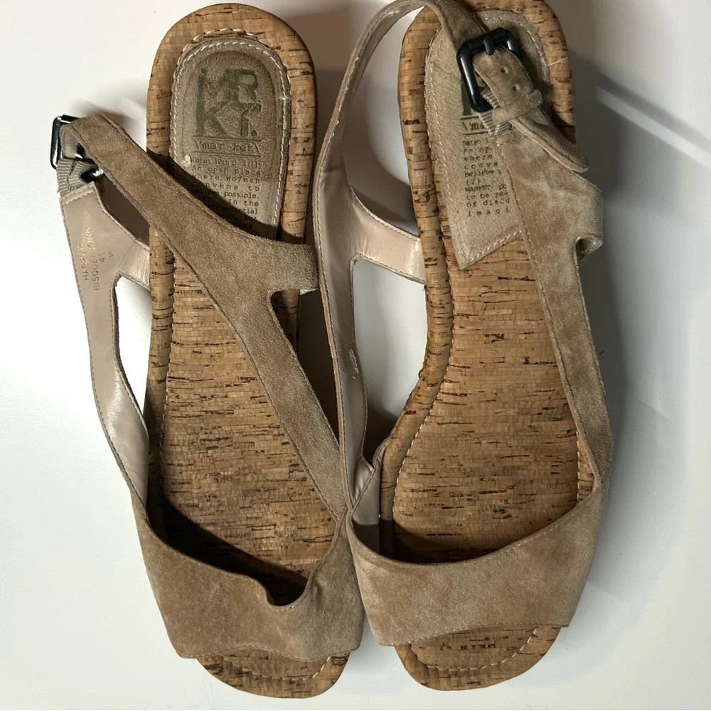MRKT Women's Tan Suede Slingback Cork Platform Sandals in‎ Size 11